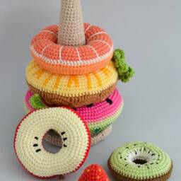 stacking Toy Crochet Fruit Baby Pyramid 1 Year Old Gift - thumbnail 3