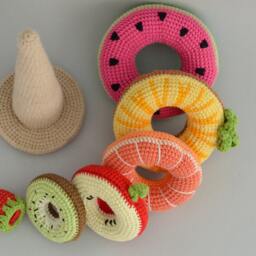 stacking Toy Crochet Fruit Baby Pyramid 1 Year Old Gift - thumbnail 4