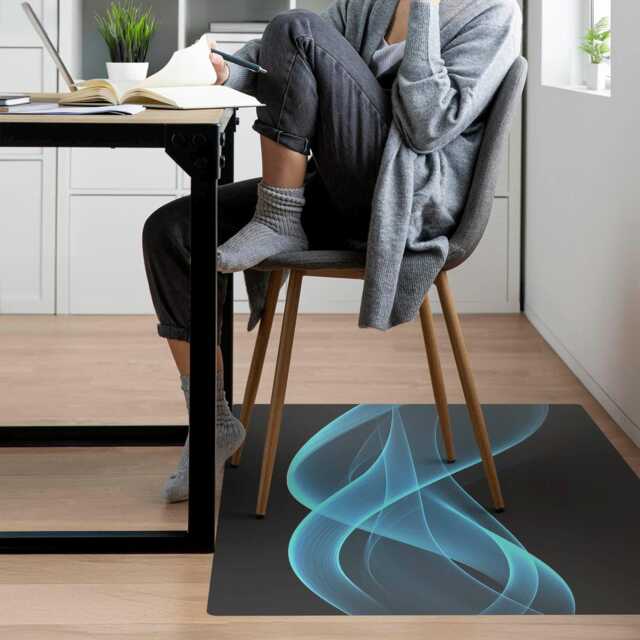 Light Waves Computer Chair Mat, Turquoise Office Abstraction Vinyl Floor Protector, Protector - image 1