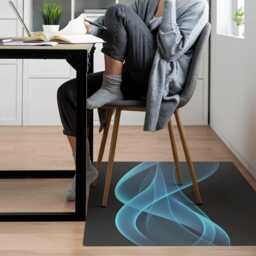 Light Waves Computer Chair Mat, Turquoise Office Abstraction Vinyl Floor Protector, Protector - thumbnail 1