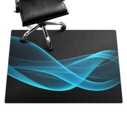Light Waves Computer Chair Mat, Turquoise Office Abstraction Vinyl Floor Protector, Protector - thumbnail 3
