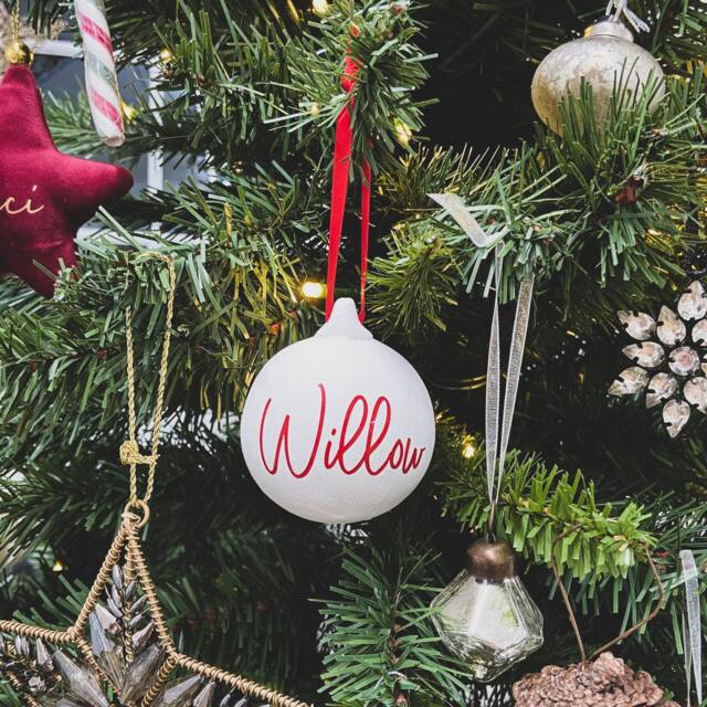 Personalised Name Ceramic Hand Crafted Bauble Christmas Decoration, Gift Box - image 1