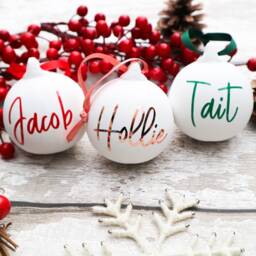 Personalised Name Ceramic Hand Crafted Bauble Christmas Decoration, Gift Box - thumbnail 3