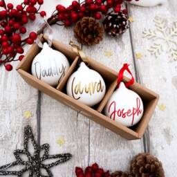 Personalised Name Ceramic Hand Crafted Bauble Christmas Decoration, Gift Box - thumbnail 2