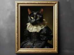 Gothic Cat in Dress - Dark Academia, Art Poster Print, Home Decor, Victorian Art, Witchy Decor - thumbnail 1