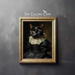 Gothic Cat in Dress - Dark Academia, Art Poster Print, Home Decor, Victorian Art, Witchy Decor - thumbnail 3