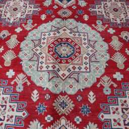 9x12 Ft Red Kazak Handmade Rug, High Pile Soft Wool Afghan Palace Brand Area Traditional Dining Table Living Room Rug - thumbnail 3