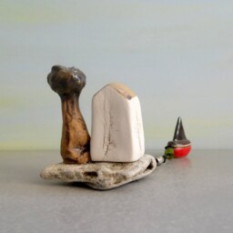 White & Gold Porcelain House Miniature, Handmade Pottery Home Decor - thumbnail 4