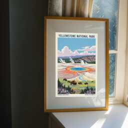 Yellowstone National Park Poster Bison Landscape Travel Wall Art - thumbnail 3