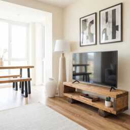Handmade Rustic Solid Wood Tv Unit Timber Media Console - thumbnail 4