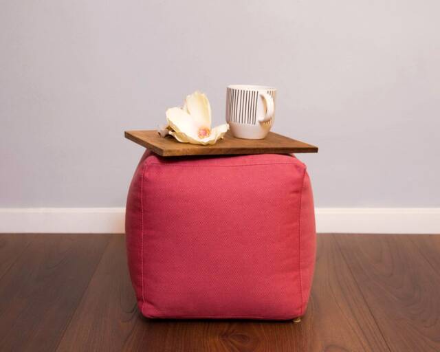 Custom Organic Cotton Ottoman With Removable Cover - Filled Gots Certified Any Size, Shape & Fabric On Request - image 1