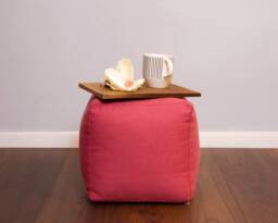 Custom Organic Cotton Ottoman With Removable Cover - Filled Gots Certified Any Size, Shape & Fabric On Request