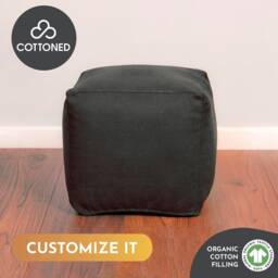 Custom Organic Cotton Ottoman With Removable Cover - Filled Gots Certified Any Size, Shape & Fabric On Request - thumbnail 2