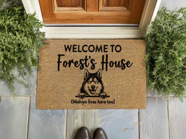 Forest's House Doormat - Custom Husky Dog Welcome Rug Personalized Pet Home Sign - image 1