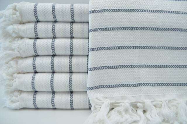 "White & Gray Towel, Turkish Towel, 40""x70" - image 1