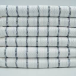"White & Gray Towel, Turkish Towel, 40""x70" - thumbnail 2