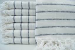 "White & Gray Towel, Turkish Towel, 40""x70"