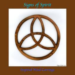 Trinity Knot Encircled - Wood Carved Celtic Balance in Divine Energy Triquetra Wall Hanging Pagan Goddess Christian - thumbnail 2