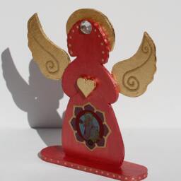 Archangel Ariel Home Decor Figurine, Happiness Angel Of New Beginning Decoration, Gold Leaf Gilded Heart & Wings, Housewarming Gift Idea - thumbnail 3
