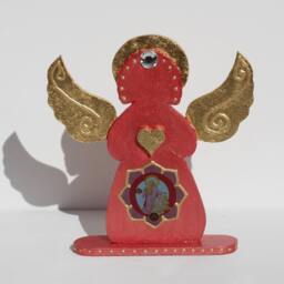 Archangel Ariel Home Decor Figurine, Happiness Angel Of New Beginning Decoration, Gold Leaf Gilded Heart & Wings, Housewarming Gift Idea - thumbnail 2