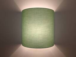 Semi-Circular Wall Light in Plain Fabric, Anise Green, Mint/Khaki, Entrance Hall, Living Room, Office, Bedroom