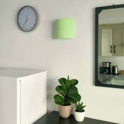 Semi-Circular Wall Light in Plain Fabric, Anise Green, Mint/Khaki, Entrance Hall, Living Room, Office, Bedroom - thumbnail 3