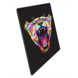 Roaring Lioness Canvas Wall Art Print Colorful Geometric Animal Illustration For Home Office Decor - thumbnail 1