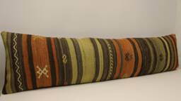 Extralong King Size Kilim Pillow Cover, 12x47 - 30x120 cm Unique Lumbar Flaming Kilim Bedding Pillow Oblong, 4Oyf-314 - thumbnail 1