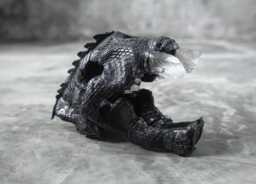 Saber Tooth Tiger Skull Replica With Black Leather & Crystal - Handmade Gothic Fantasy Decor