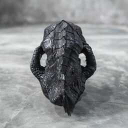 Saber Tooth Tiger Skull Replica With Black Leather & Crystal - Handmade Gothic Fantasy Decor - thumbnail 3