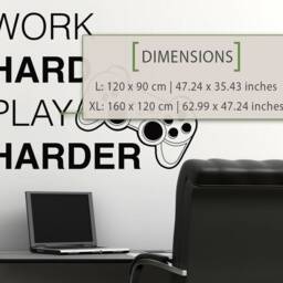 Work Hard Play Harder Gamer Wall Decal Video Game Decor - thumbnail 2