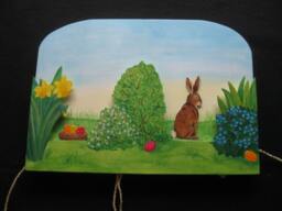 Easter Bunny With Basket, Moving Image Of Wood, Wooden Toys, Wall Decoration, Spring - thumbnail 1