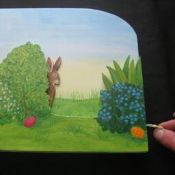 Easter Bunny With Basket, Moving Image Of Wood, Wooden Toys, Wall Decoration, Spring - thumbnail 3