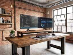 Dual Monitor Desk Riser Stand - Made From Solid Wood & Steel - thumbnail 1