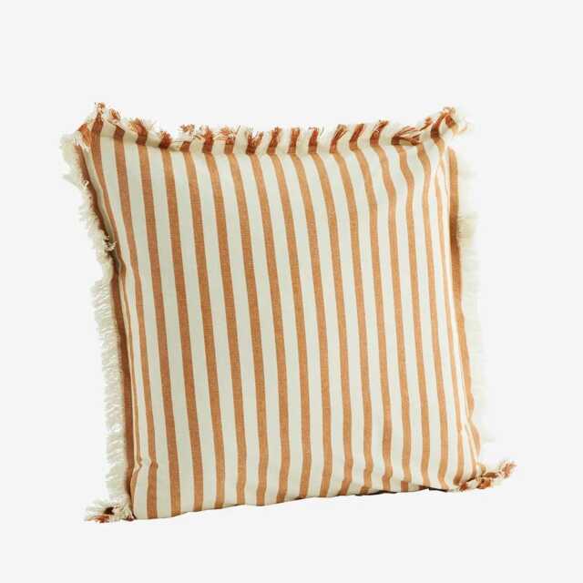 Fringe Cushion - Striped Woven Boho Scatter Pillow Sofa Soft Cotton Pinstripe - image 1
