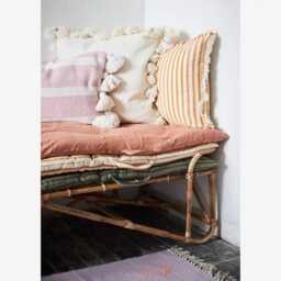 Fringe Cushion - Striped Woven Boho Scatter Pillow Sofa Soft Cotton Pinstripe - thumbnail 2