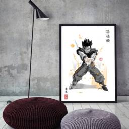 Anime Fan Art Print Sumi-E Japanese Ink Brush - thumbnail 2