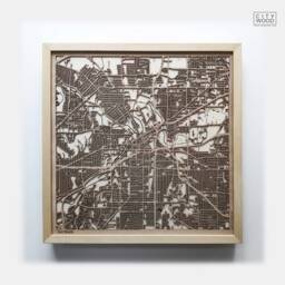 Fort Worth Wooden Map - Laser Cut City Streets, Framed 3D Wall Art - thumbnail 1