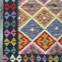 Kilim Rug Multicolour, Handmade Artisan Afghan Turkish Persian Rug, Navajo Moroccan Bohemian Flatweave, Natural Wool Dhurrie 127x84 cm - thumbnail 2