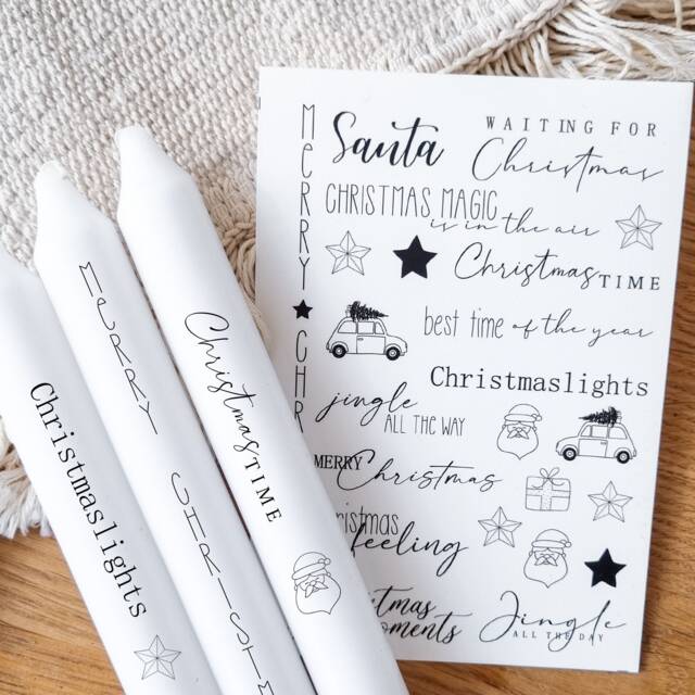 Candle Tattoos in Various Designs - Waterslide Decals Decorating Candles Christmas Advent New Year's Eve - image 1