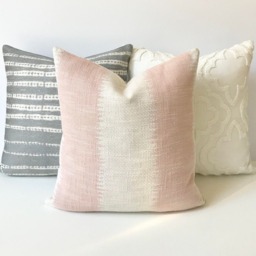 Blush Pink Ikat Striped Boho Decorative Pillow Cover - thumbnail 4