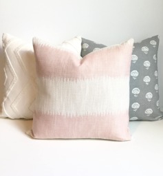 Blush Pink Ikat Striped Boho Decorative Pillow Cover - thumbnail 1