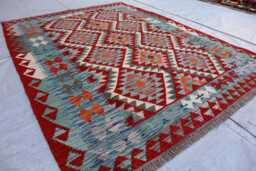 5x7 Ft New Flatweave Rug, Tribal Oriental Turkmen Rug, Kilim Afghan Maimana Vintage Rug For Bedroom, Livingroom - thumbnail 1