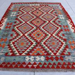 5x7 Ft New Flatweave Rug, Tribal Oriental Turkmen Rug, Kilim Afghan Maimana Vintage Rug For Bedroom, Livingroom - thumbnail 2