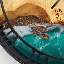 Epoxy Resin Ocean Wall Clock Wood & Moss Decor - 14 - thumbnail 3