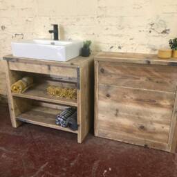 Oxford - Handmade Reclaimed Timber Bathroom Furniture Rustic Vanity With Storage Cupboard - thumbnail 2