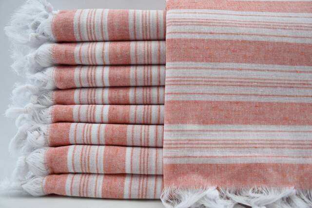 "Orange Towel, Bohemian Towel, Turkish Towel, Peshtemal, 32""x65" - image 1