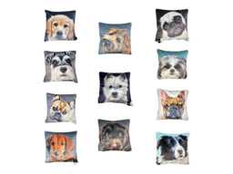 Dog Pattern Cushion - Malini Luxury Home Decor - 45x45cm - thumbnail 1