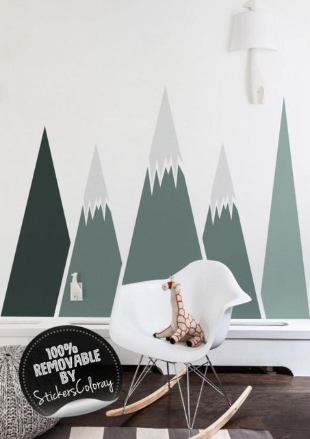 Self Adhesive, Mountains Wall Decal, Removable Decor For Kids Room, Nursery, Repositionable, Peel & Stick Decor, Sticker #47 - image 1