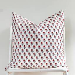 Indian Block Print Pillow Cover Floral Batik, Boho Farmhouse Decor - thumbnail 2